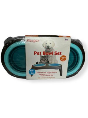Comedero Elevado Plegable de Silicona con Plato Doble para Mascotas